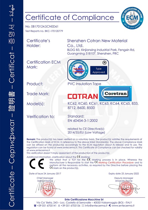 Сертификат CE CE для изоляции PVC